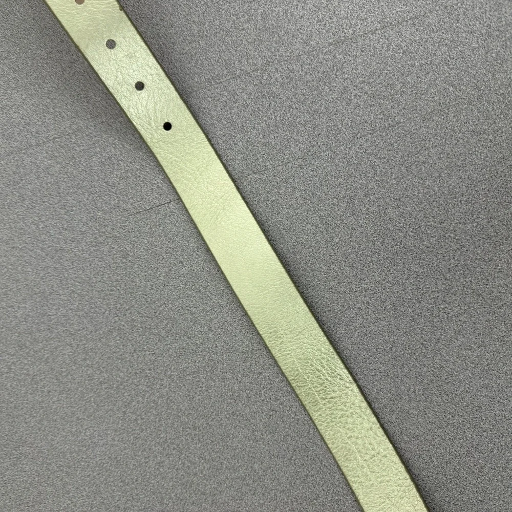 J Crew Leather Belt Womens Large Gold Dress Silver Buckle Metallic Italian USA - Picture 8 of 12